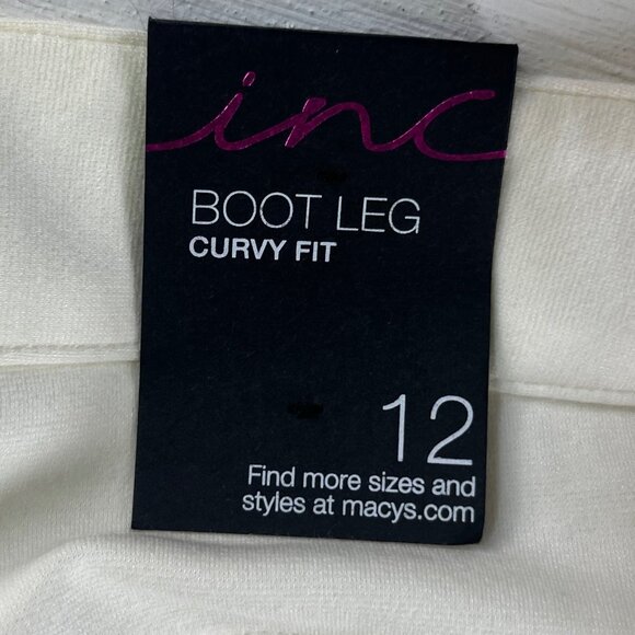 INC International Concept Boot Leg Curvy Fit Pants Womens Size 12 New Cream - Picture 12 of 12